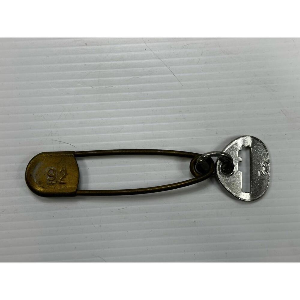 Vintage 5” Key Tag Large Metal Safety Pin Military Laundry 92